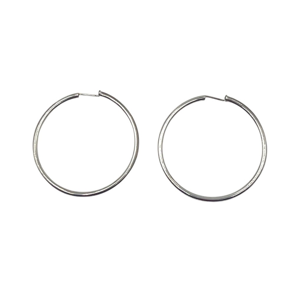 Vintage 925 Sterling Silver Large Round Hoop Earrings 2.25 Inch 8.6g Classic